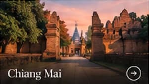 A northern Thai temple at sunset in Chiang Mai