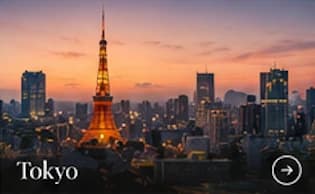 Tokyo Tower and the city skyline at sunset